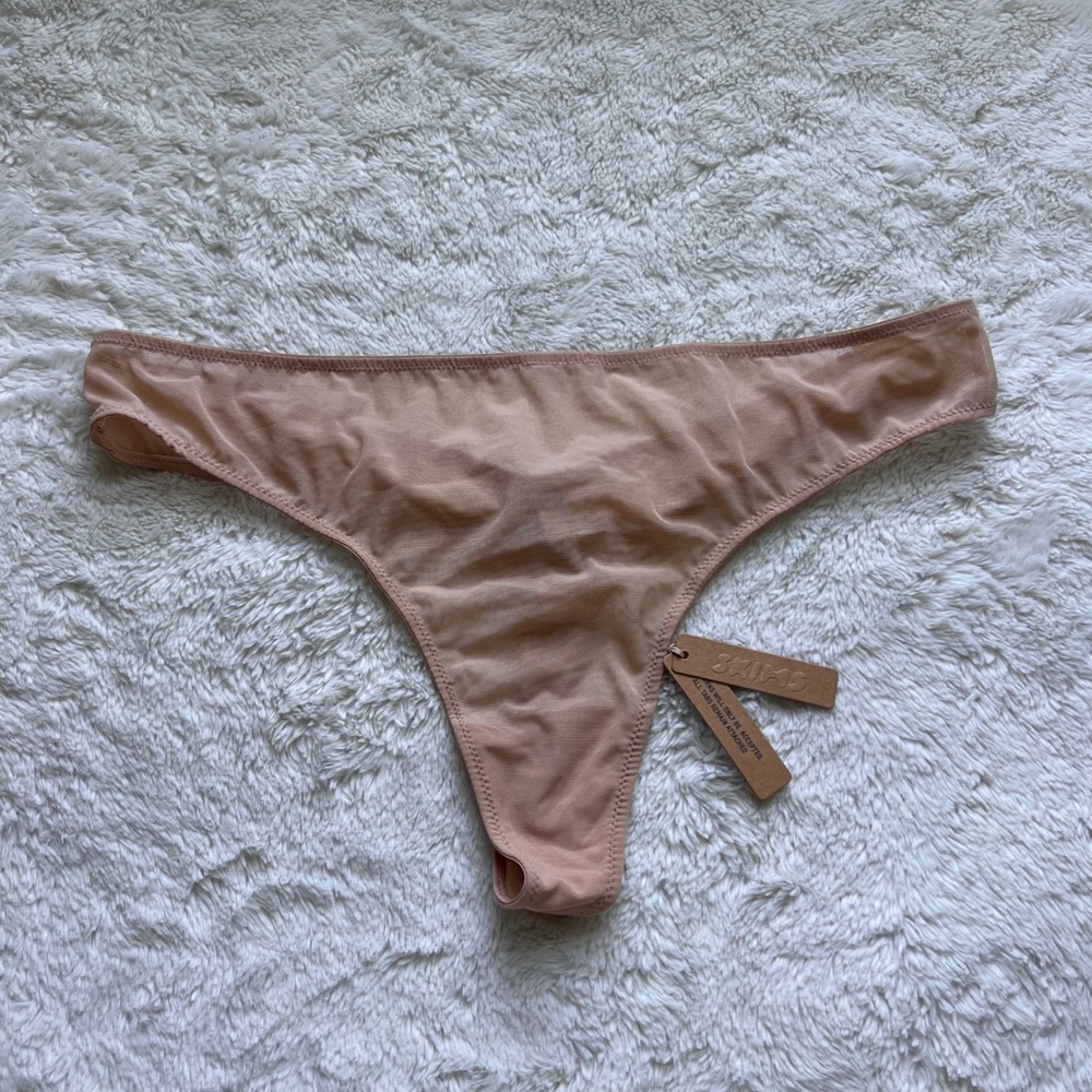 SKIMS Women's  Fits Everybody Mesh Thong Clay Tan PN-BUT-0240 Size 2X NEW